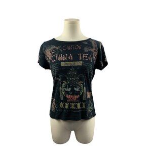 Susan Lawrence Canton China Tea Graphic T-Shirt M 100% Cotton Vintage Style